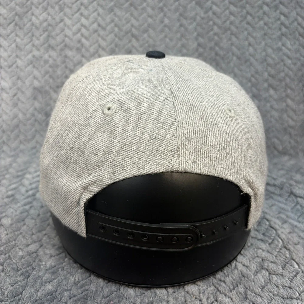 KBETHOS Brooklyn BK Snapback Hat Gray Black Flat Brim Premium Headwear Cap